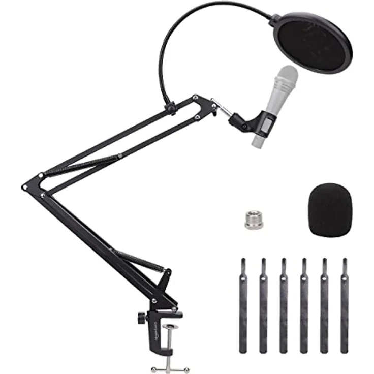 Amazon Basics Mikrofonarmständer mit Pop-Filter, Arm 14 Zoll (35,5 cm)