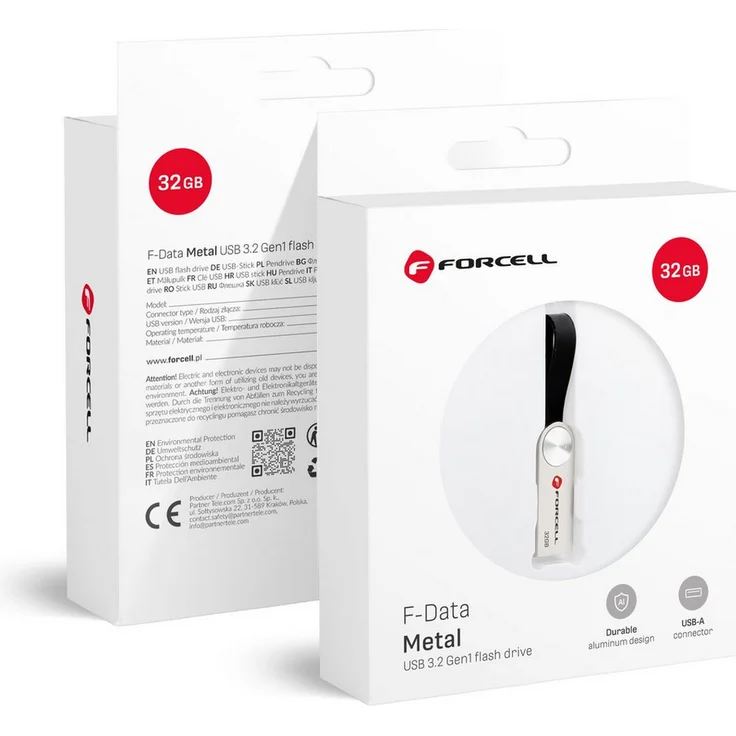 Forcell F-DATA Metal USB-Stick, USB 3.2, Aluminium, 128 GB, Lesegeschwindigkeit 100 MB/s, USB-A