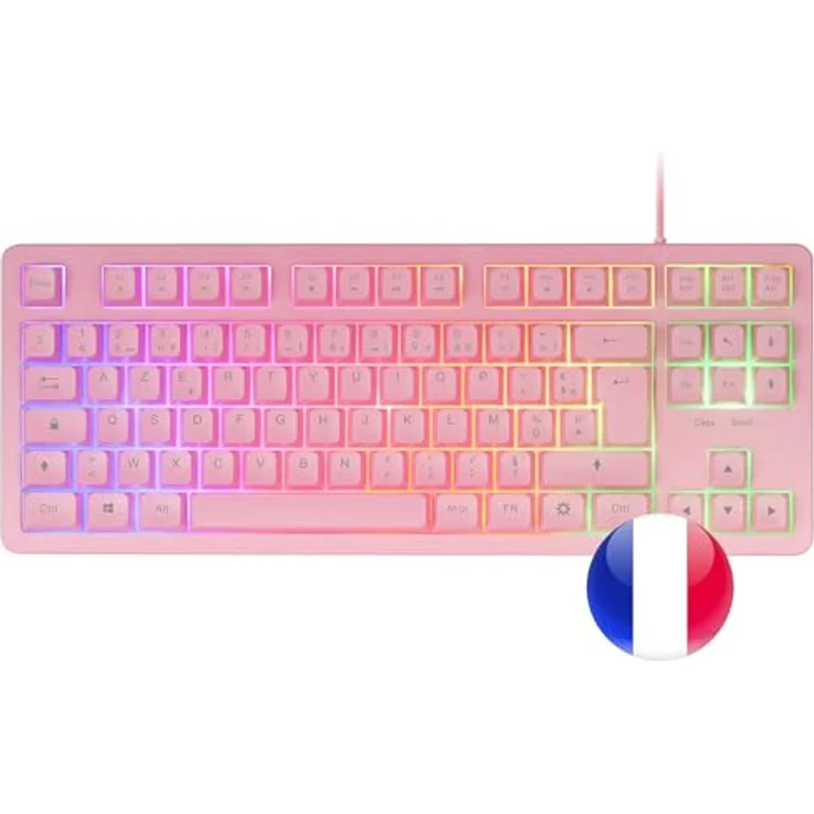 Mars Gaming MCP-RGB3, Pack Gaming-Tastatur TKL mit RGB-Beleuchtung + Gaming-Maus RGB Flow 3200 DPI + Over-Ear Kopfhörer mit FRGB Rainbow-Beleuchtung + XXL Mauspad, Pink – Bild 1