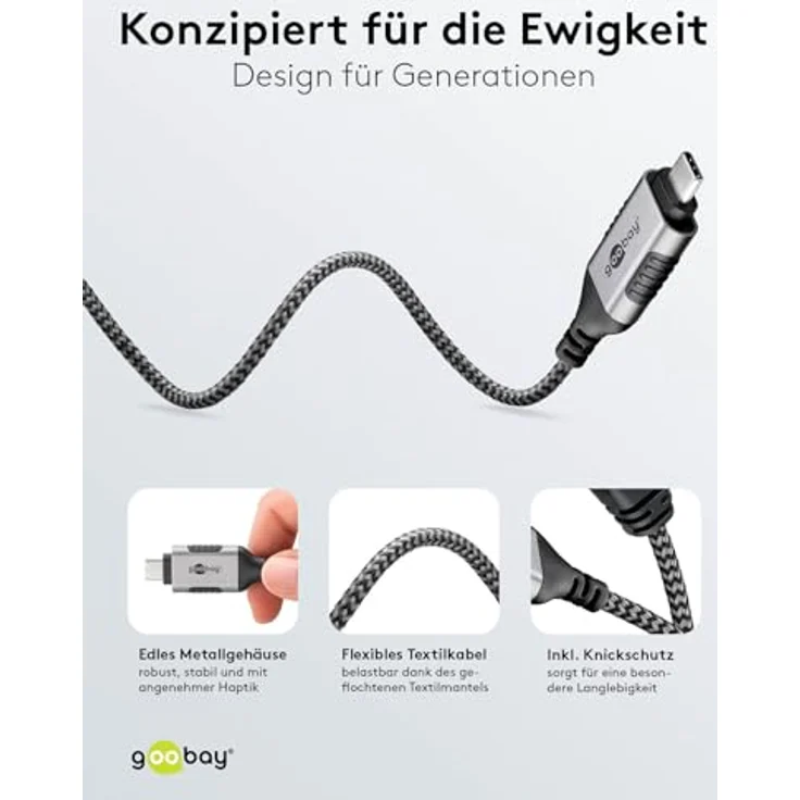 Goobay Ethernet-Kabel USB-C 3.1 auf RJ45 Slim, 10 m, CAT 6, bis 1 Gbit/s, schwarz-silber – Bild 4