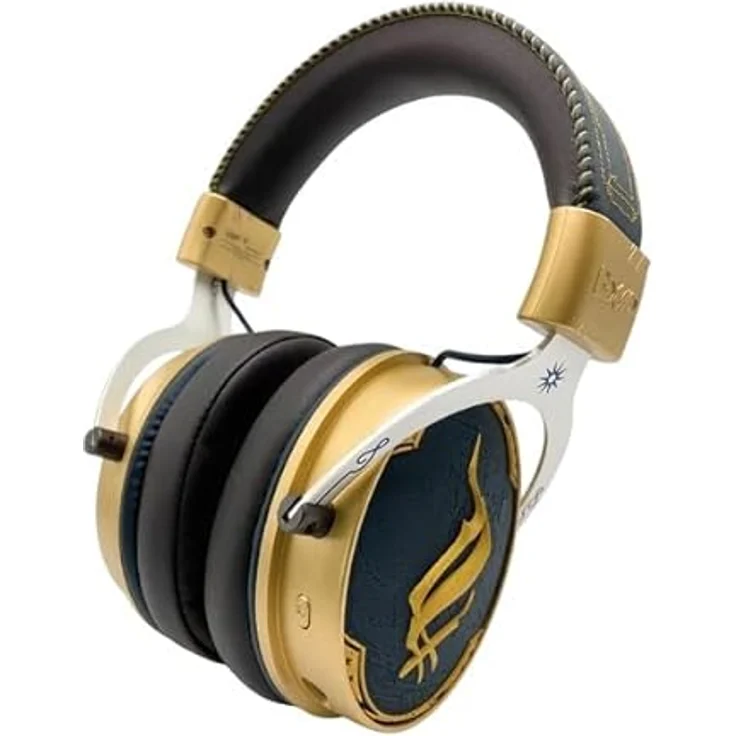 Lexip X Warner Hogwarts Legacy Gaming-Kopfhörer, kabellos, Over-Ear, 28 Stunden Akkulaufzeit, abnehmbares Mikrofon, schwarz und gold, kompatibel mit PS5/PS4/Switch/PC/Mobile – Bild 1