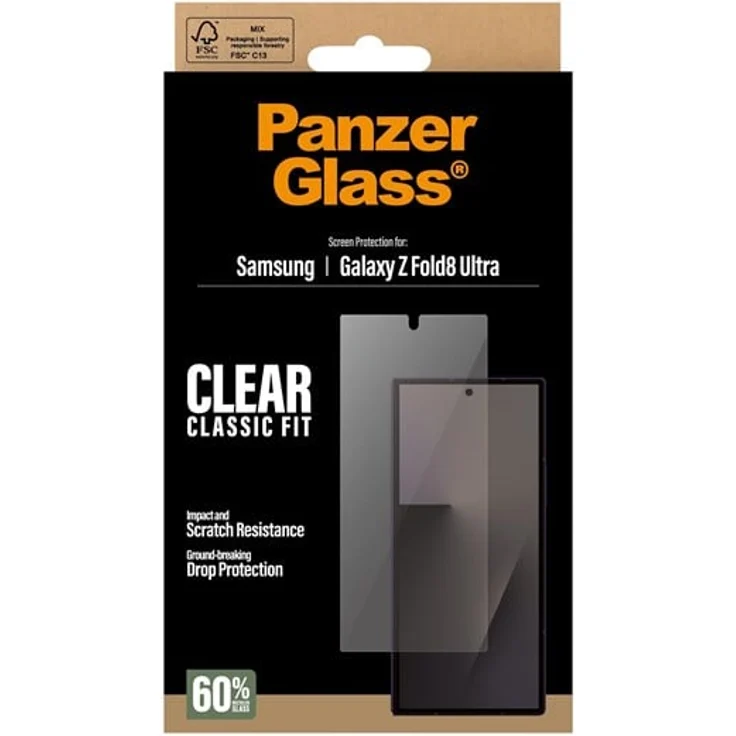 PanzerGlass Screen Protector Samsung Galaxy Z Fold8 Ultra (sub-screen) | Drop- und Kratzschutz, 100% Touch-Sensitivität, Ultra-Wide Fit, 60% recyceltes Glas