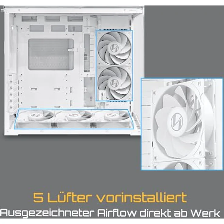 Lian Li O11 Dynamic Mini V2 Flow PC-Gehäuse, Mini-Gehäuse für ATX, Tempered Glass, weiß, inklusive 5x 120-mm-Lüfter – Bild 7