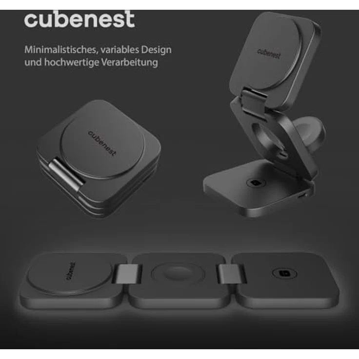 CubeNest 3in1 Faltbares Magnetisches Kabelloses Ladegerät E310 | 360° Rotation, 20W Schnellladefunktion | Kompakt – Bild 5