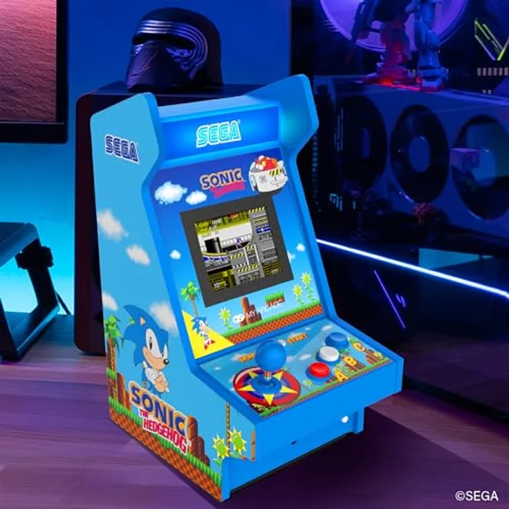 My Arcade Sonic The Hedgehog Mighty Player, Tragbare Retro-Arcade mit 3.5-inch Farbdisplay und wiederaufladbarem Akku, klassischer Holzbauweise – Bild 2