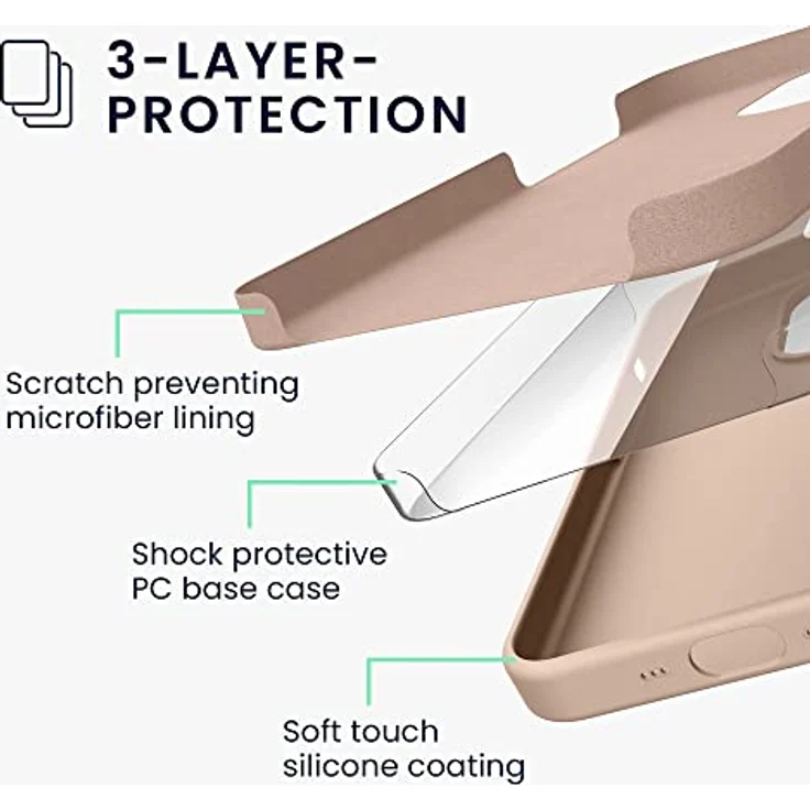 kwmobile Handyhülle für iPhone 14 Pro - Silikonhülle mit Anti-Rutsch, kabelloses Laden, Farbe: Coconut Swirl – Bild 4