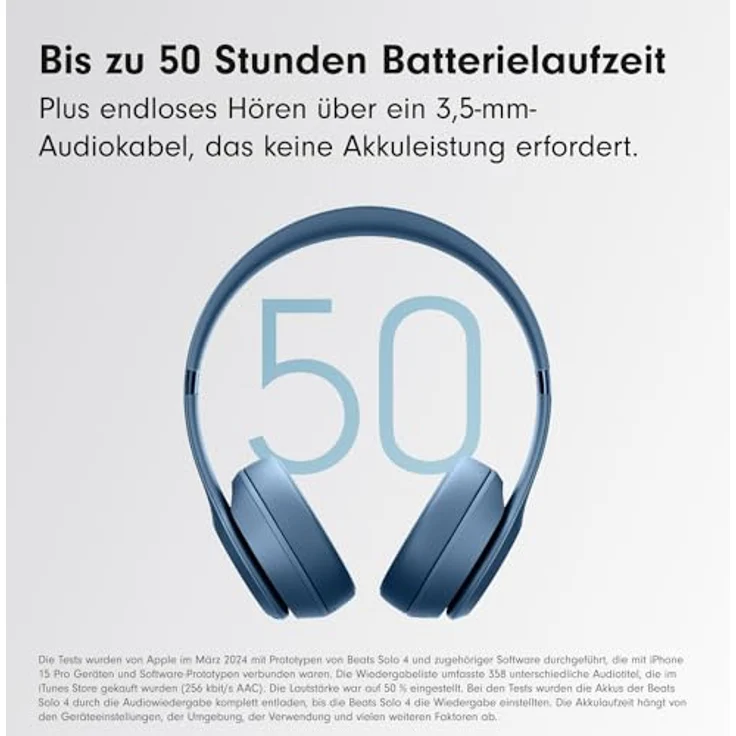 Beats Solo 4 - Kabelloser Bluetooth On-Ear Kopfhörer, Apple & Android kompatibel, Bis zu 50 Stunden Akkulaufzeit - Schieferblau – Bild 3