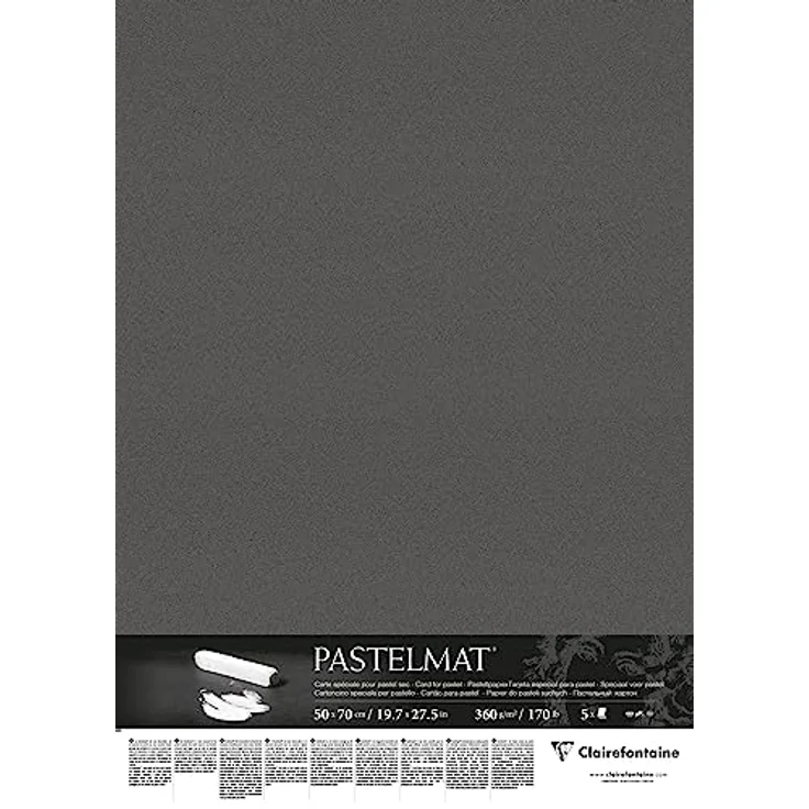 Clairefontaine Pastelmat Bastelpapier, 360 g/m² für trockene Techniken, 50x70 cm, 5 Bogen – Bild 1