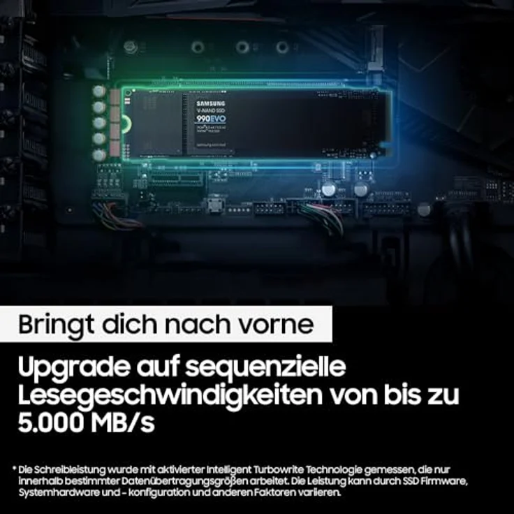 Samsung 990 EVO NVMe M.2 SSD 2 TB, PCIe 4.0 x4 / PCIe 5.0 x2, NVMe 2.0 (2280), 5.000 MB/s Lesen, 3.200 MB/s Schreiben, Interne SSD für Gaming und Grafikbearbeitung, MZ-V9E2T0BW – Bild 3