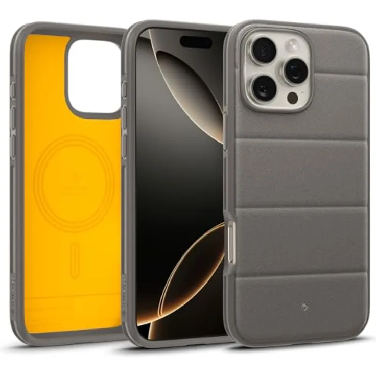Caseology Athlex Mag für iPhone 16 Pro Hülle - Active Gray [Sandstein Textur, Militärischer Fallschutz, Magnetische, Seitliche Griffmuster]