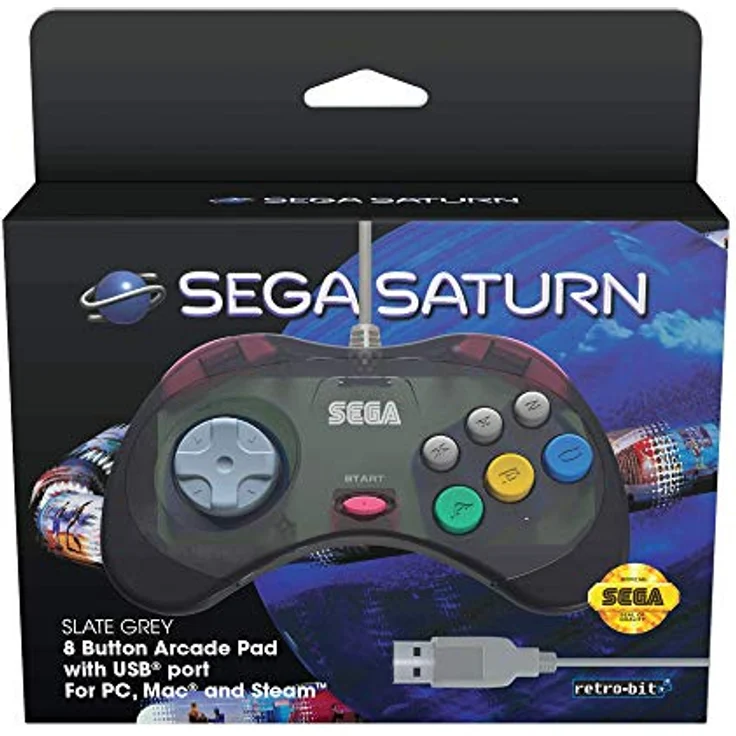 Retro-Bit Official SEGA Saturn Control Pad USB - Slate Grey – Bild 2