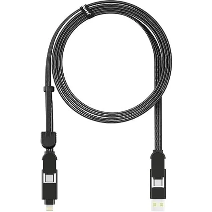 Rolling Square inCharge XL 2 m, Ladekabel, USB/Mikro-USB/Lightning, schwarz – Bild 1