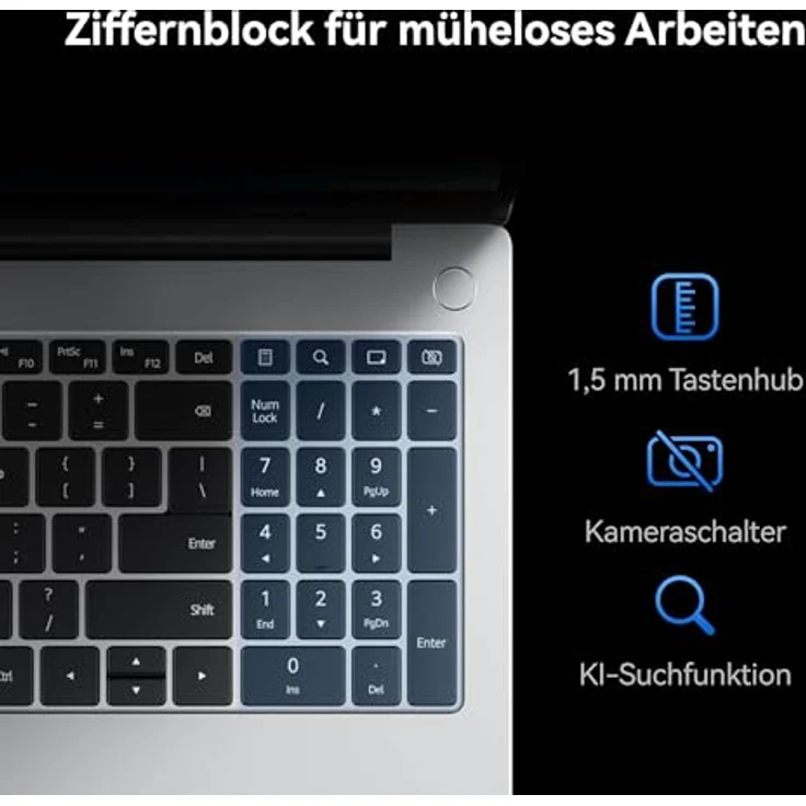 HUAWEI MateBook D 16 2024, 12th Gen Intel Core i5, 8GB RAM, 512GB SSD, 16 Zoll FullView Display, 1,68 kg leichten Gehäuse, Windows 11 Home, Space Gray, Deutsche Version – Bild 4