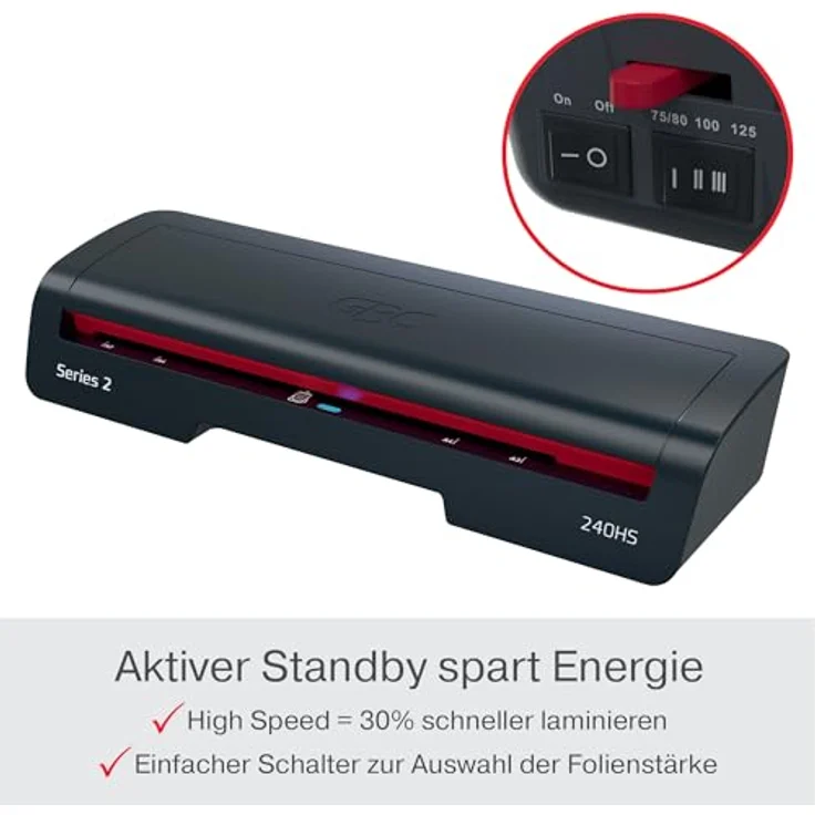 GBC Laminiergerät 240HS, Hochgeschwindigkeits-Laminierer für A3-Dokumente bis 125 µm mit 400 mm/min Laminiergeschwindigkeit und Abschaltautomatik – Bild 4