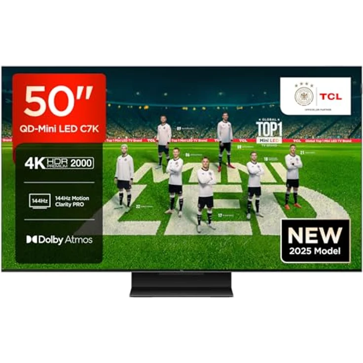 TCL 50C7K 50 Zoll QD-Mini LED Fernseher, 4K HDR Premium 2000, Smart Google TV mit 144Hz Motion Clarity Pro, Dolby Vision IQ & Atmos, HVA-Panel, Game Master – Bild 1