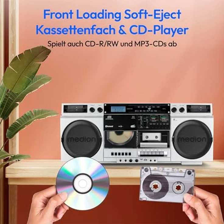 Medion LIFE P66538 Retro-Boombox, Radio mit Bluetooth, Weiss – Bild 6