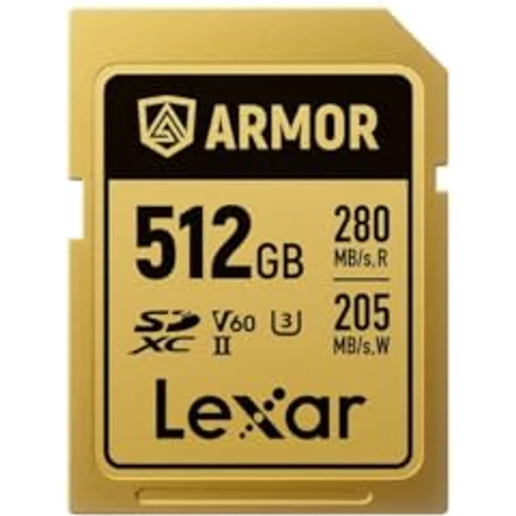Lexar SDXC Pro Gold Series ARMOR UHS-II V60, 512 GB Speicherkarte mit Edelstahlkern, IP68, 280 MB/s Lesegeschwindigkeit, wasserdicht und stoßfest – Bild 2