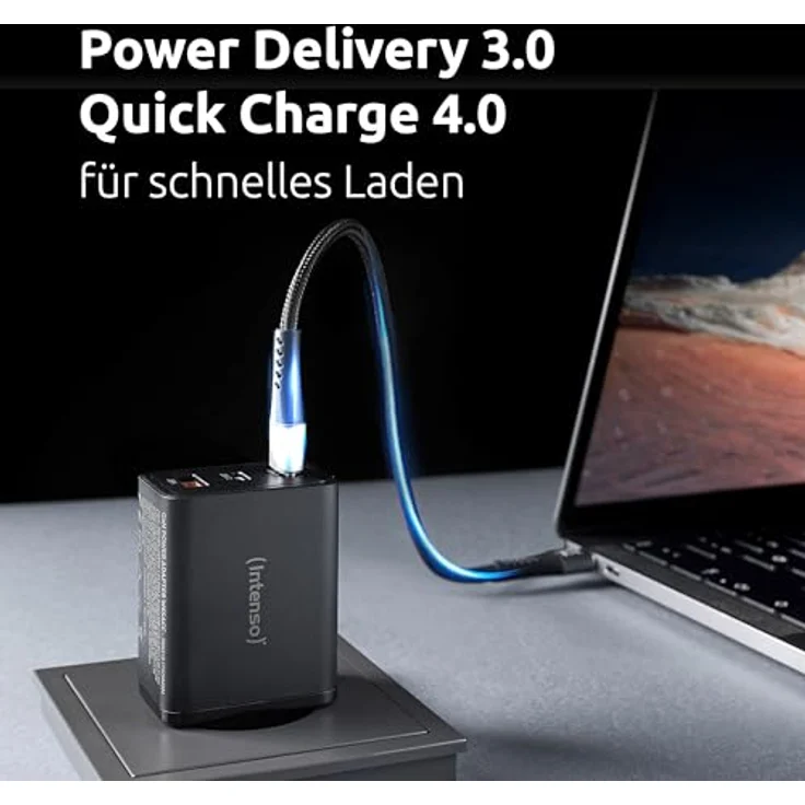 Intenso W65ACC GaN USB Ladegerät 65 W, 1x USB-A, 2x USB-C®, schwarz, energieeffizient und kompakt mit USB Power Delivery (USB-PD) – Bild 7