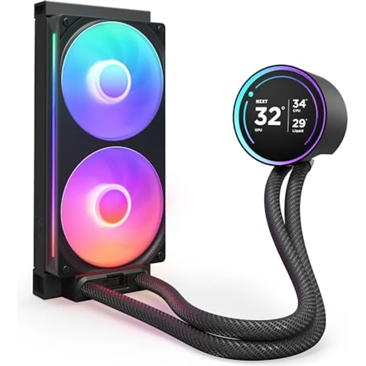 NZXT Kraken Elite 240 RGB - AIO CPU-Flüssigkeitskühler - 240mm Radiator - F240 RGB Core-Lüfter - Anpassbares 2,72“ IPS-LCD - Turbine Pump - Intel LGA 1700, 1200/115X, 1851 - AMD AM5, AM4 - Schwarz – Bild 4