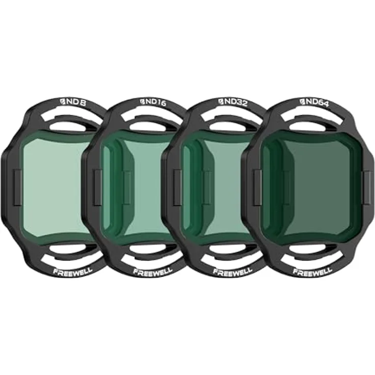 Freewell ND-Filter 4er-Pack für DJI O4 Air Unit Pro, ND8, ND16, ND32, ND64, Hochwertiges optisches Glas für filmische Aufnahmen