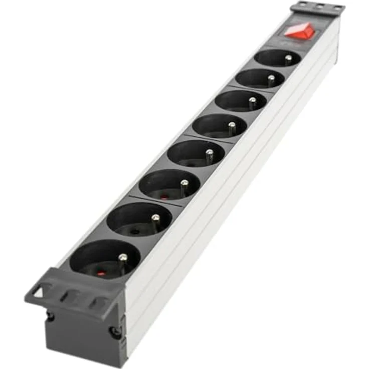 Ibiza - LC806-19" Rackmount 8-Fach Steckdosenleiste mit Hauptschalter - Aluminiumlegierung Schwarz - Französische Steckdosen – Bild 2