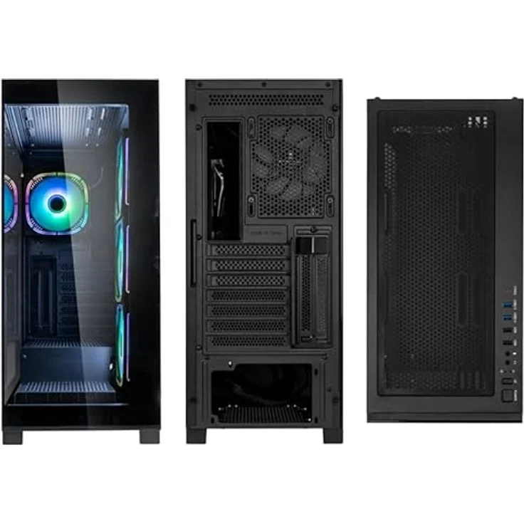 Kolink Unity Peak PC-Gehäuse, Rand zu Rand Glas, ARGB-Lüfter, Halber Netzteil-Hülle, SPCC-Stahl, Mid Tower, Schwarz – Bild 4