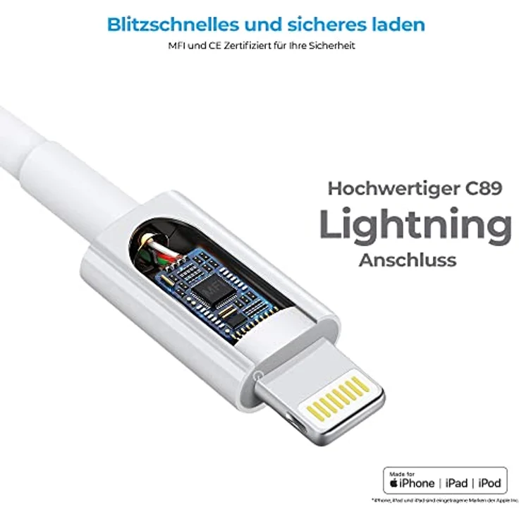 RealPower Lade-Datenkabel lightning 2m weiß MFI-certified – Bild 3