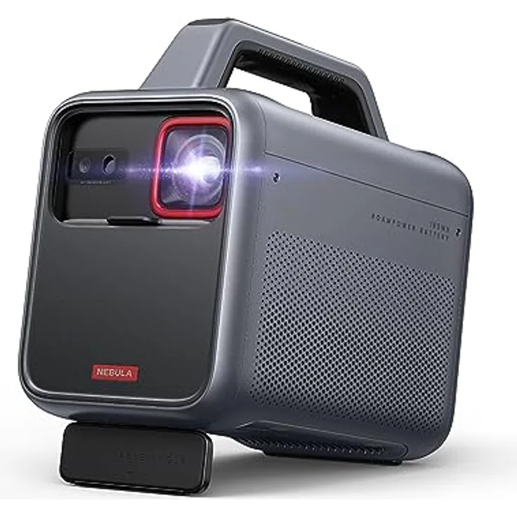 NEBULA Mars 3 Tragbarer Beamer Outdoor, 1000 ANSI-Lumen, AI-gestütztes Bild, integrierter Akku mit bis zu 5h Spielzeit, Android TV, 200 Zoll Heimkino für Zuhause, Camping, Roadtrip, Garten und mehr