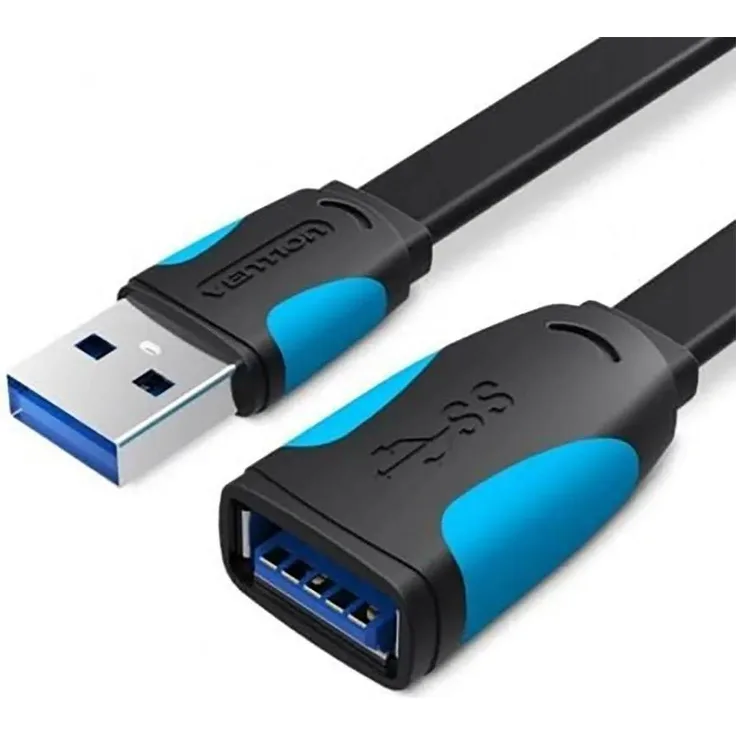 VENTION VAS-A13-B050 USB 3.0 Verlängerungskabel, Stecker auf Buchse, 0.5 Meter, Schwarz, bis zu 5 Gbit/s Datenübertragung