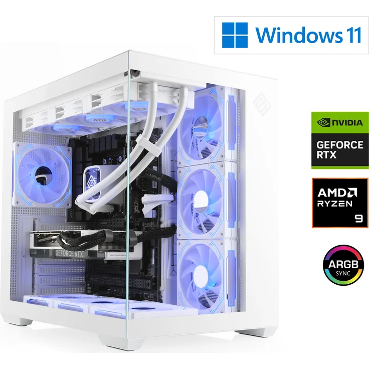 CSL-Computer M12140H, Gaming PC mit AMD Ryzen 9 9950X3D, 4300 MHz, GeForce RTX 5070 Ti, 64 GB DDR5 RAM, 4000 GB M.2 SSD, Windows 11 Home, USB 3.2, RGB-Beleuchtung