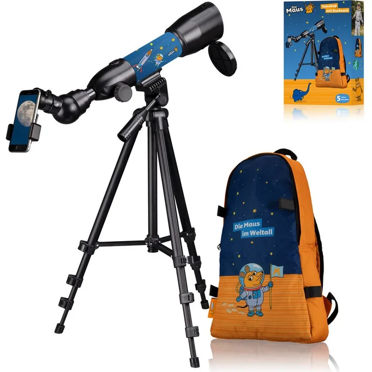Die Maus Teleskop DieMaus Linsenteleskop 50/350 mit Rucksack, Kinder-Teleskop mit Vergrößerung von 35x bis 116x, Azimutale Montierung und Smartphone-Halterung - Preisvergleich
