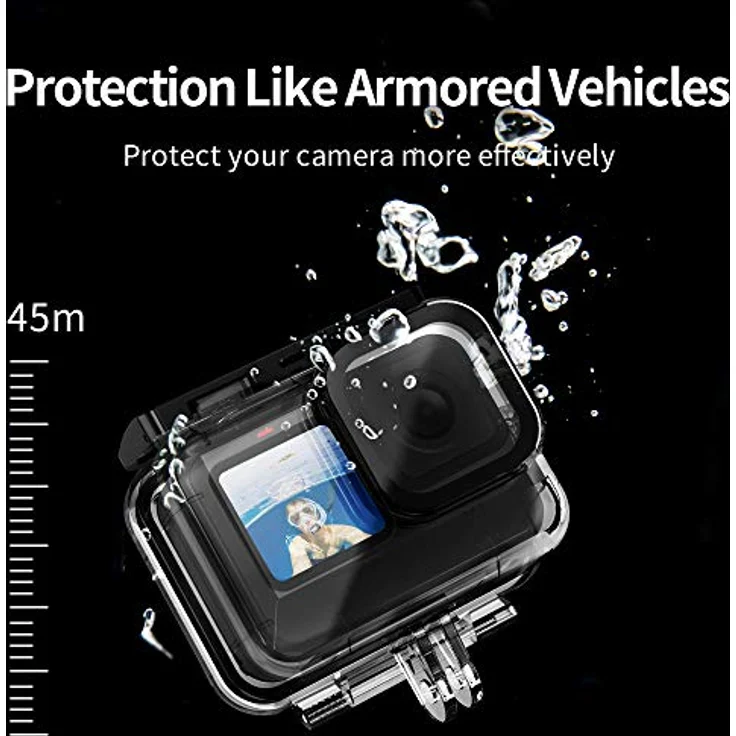 TELESIN Wasserdichtes Gehäuse für GoPro Hero 11 10 9, bis 50 m Unterwasser, transparente Schutzhülle mit Schnellverschluss-Halterung – Bild 2