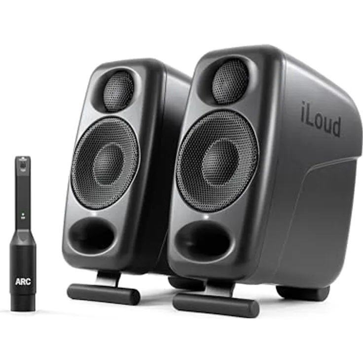 IK Multimedia iLoud Micro Monitor Pro, Kompakte 2-Wege Studio-Monitore mit ARC-Kalibrierungs-Mikrofon, schwarz