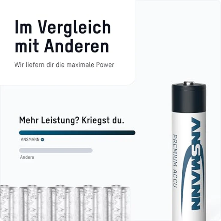 ANSMANN Akku AA Mignon 2500mAh 1,2V NiMH - wiederaufladbare Batterien AA Akkus maxE (geringe Selbstentladung & vorgeladen) ideal für Spielzeug, Funk-Tastatur-Maus, Wii & Xbox Controller (2 Stück) – Bild 6