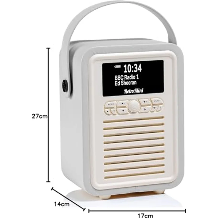VQ Retro Mini DAB/DAB+ Digital- und FM-Radio mit Bluetooth und Weckfunktion - Hellgrau – Bild 8