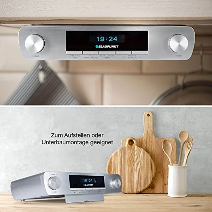 Blaupunkt KRD 30, Bluetooth Küchenradio mit DAB+, UKW PLL, Multidisplay, Senderspeicher, Unterbau Digitalradio mit Uhr, LED Licht, 2 Back Timer, Werkstatt Unterschrank Radio, Silber – Bild 3
