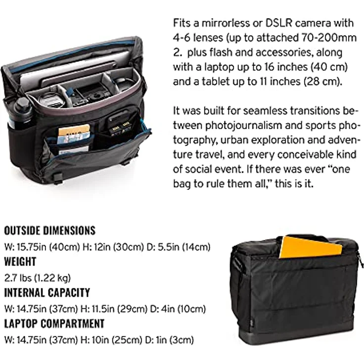 Tenba DNA 16 Slim Messenger Bag - Schwarz – Bild 2
