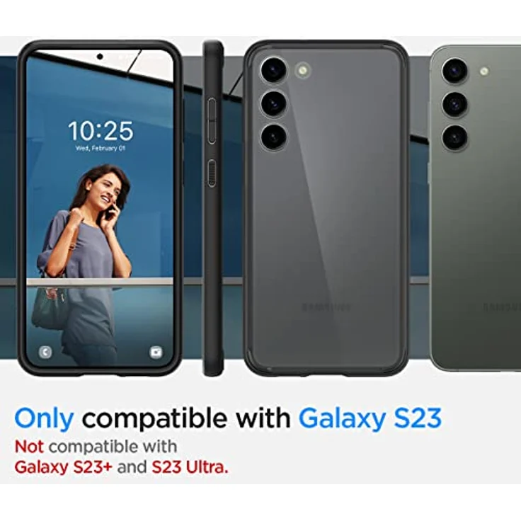 Spigen Ultra Hybrid Hülle Kompatibel mit Samsung Galaxy S23 5G - Frost Black, PC Platte und Silikonrahmen, Schutzrand und Eckschutz, maßgeschneidert für alle Anschlüsse – Bild 2