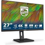 Philips 27B1N3800, 27 Zoll Ultra HD Monitor mit höhenverstellbarem Standfuß, integrierten Lautsprechern und Adaptive Sync (3840x2160, 60 Hz, 2x HDMI 2.0, 1x DisplayPort 1.4, USB Hub), schwarz