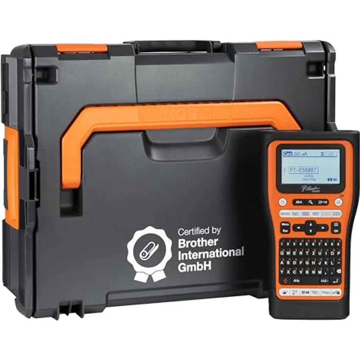 Brother P-touch E560BT, Etikettendrucker mit Bluetooth und L-BOXX, orange/schwarz – Bild 7