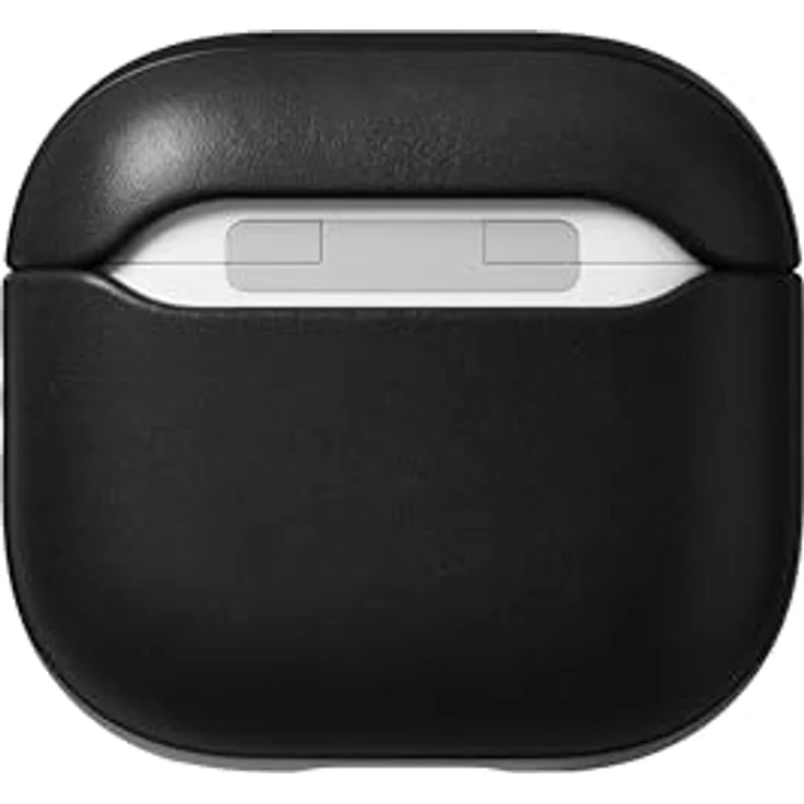 NOMAD Modern Leather Case für Airpods 4, robuste Schutzhülle aus Polycarbonat und Echtleder mit gummierten TPE-Bumper, schwarz – Bild 4