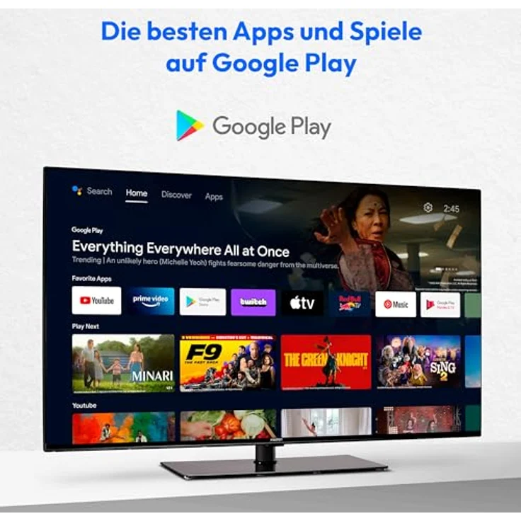 MEDION X14316 (MD 30880) 108 cm (43 Zoll) Fernseher, 4K, Dolby Vision HDR, Dolby Atmos, Netflix, Prime Video, Smart TV, PVR, Google Chromecast & Assistant, Elegantes Design in Schwarz – Bild 3