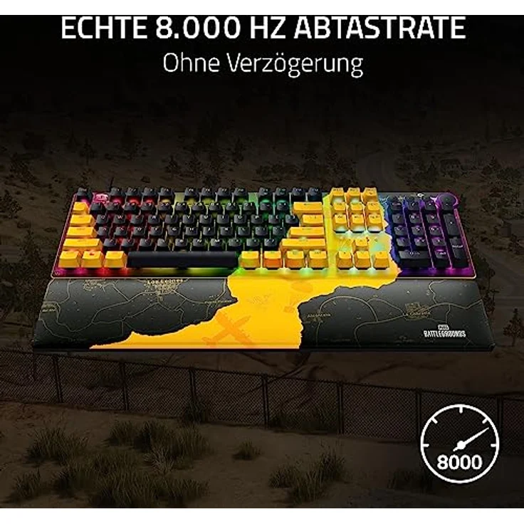 Razer Huntsman V2 (Red Switch) - Praktisch latenzfreie Optische Gaming-Tastatur (Lineare Optische Switches, Doubleshot PBT-Tastenkappen, Handballenauflage) QWERTY US-Layout | PUBG Ed. – Bild 3