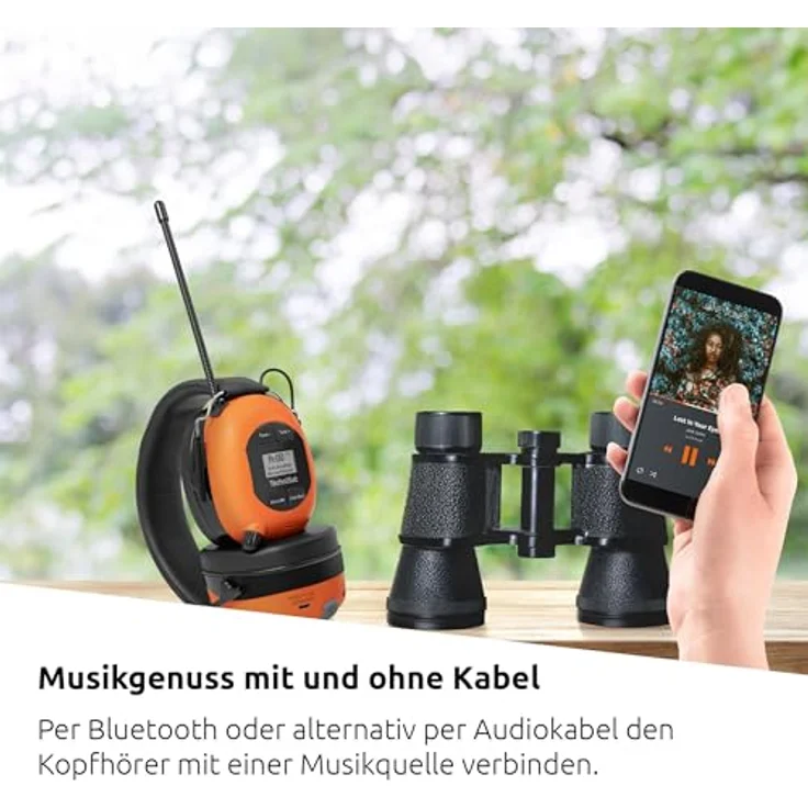 TechniSat STEREOMAN DAB+ OD – Kabelloser Stereo DAB+/FM Bluetooth-Kopfhörer mit Kapselgehörschutz orange/schwarz – Bild 3