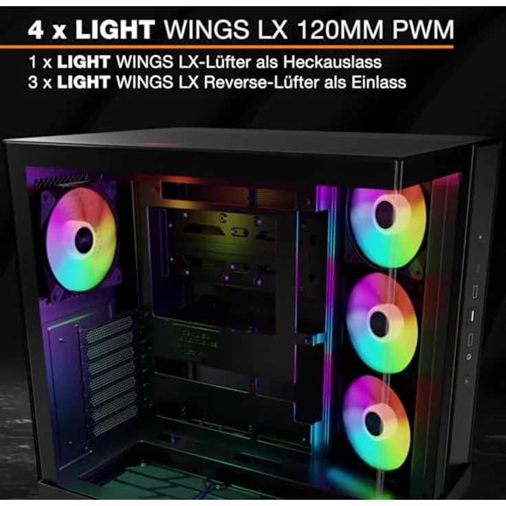 be quiet! Light Base 500 LX, Midi-Tower PC Gehäuse für ATX, Mini-ITX und mATX, max. Kühlerhöhe 185 mm, max. GPU-Länge 400 mm, Schwarz – Bild 4