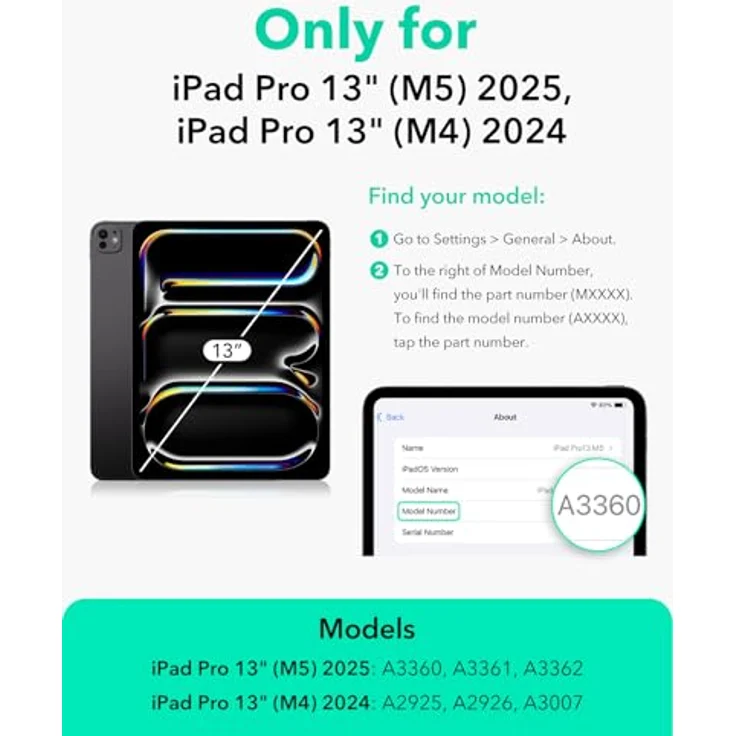 ESR 2 Stück Schutzfolie für iPad Pro 13 Zoll M5/M4 (2025/2024), 9H Härte, kratzfest, HD-Klarheit, blasenfrei, unterstützt Pencil (USB-C)/Pro – Bild 2