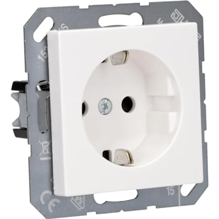 Jung 1520 KI WW Schuko Steckdose 16 A 250 V mit Berührungsschutz Serie A alpinweiß, (A520KIWW) Kinderschutz – Bild 2