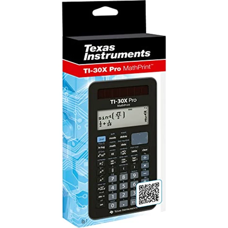 Texas Instruments TI-30X Pro Mathprint Schulrechner (4-zeiliges hochauflösendes Display, Solar- und Batteriebetrieb) Schwarz – Bild 4