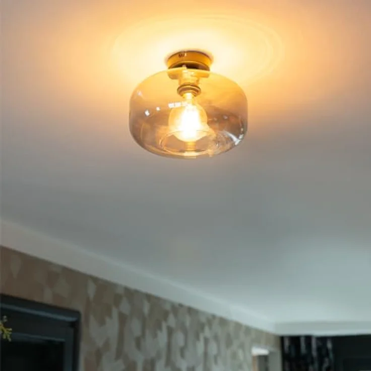 Qazqa Art Deco Deckenlampe in Schwarz mit Rauchglas - Bizle I LED geeignet E27 – Bild 2