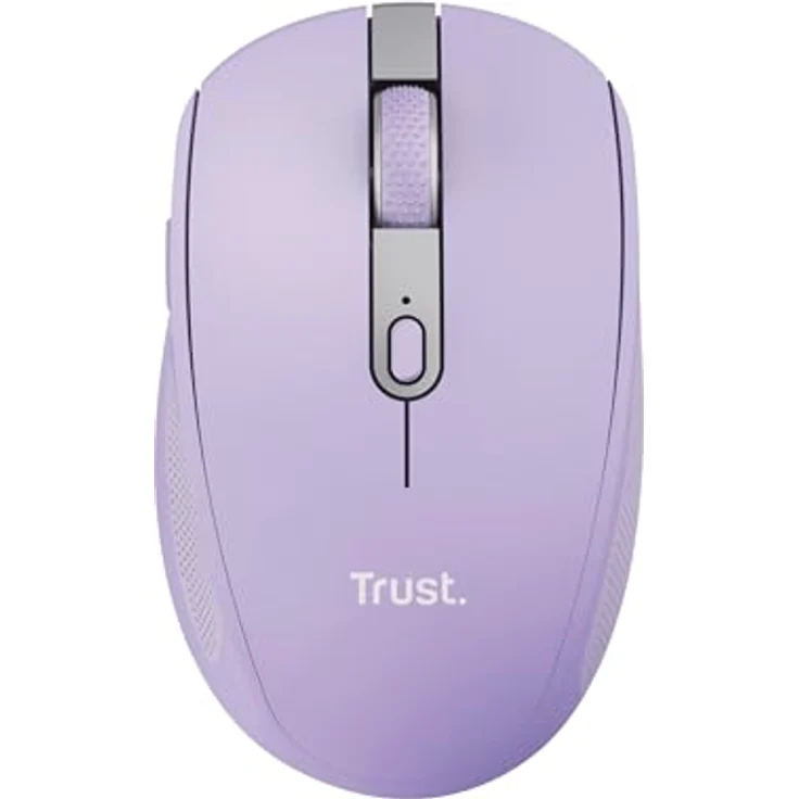 Trust Ozaa Leise Kabellose Maus Bluetooth + 2.4GHz, Kompakte Mehrgeräte Funkmaus, 60% Recyclingkunststoff, Wiederaufladbare Bluetooth Maus Laptop PC Computer Windows Android Mac - Purpur – Bild 1